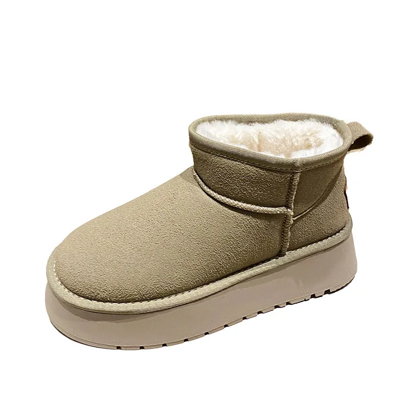 Wholesale custom OEM daily warm shoes light waterproof heightened cotton boots flat ankle snow boots