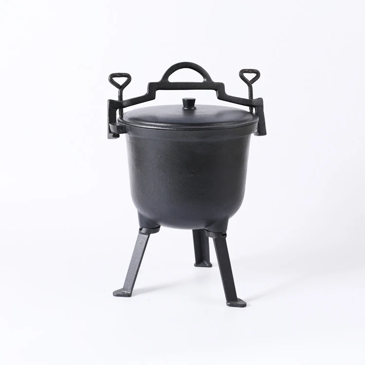 Camping Outdoor Pressure Pot Larger Cast Iron Pot With 3 Legs With Cover Big Size South Africa Potjie Pre-seasoned Pot