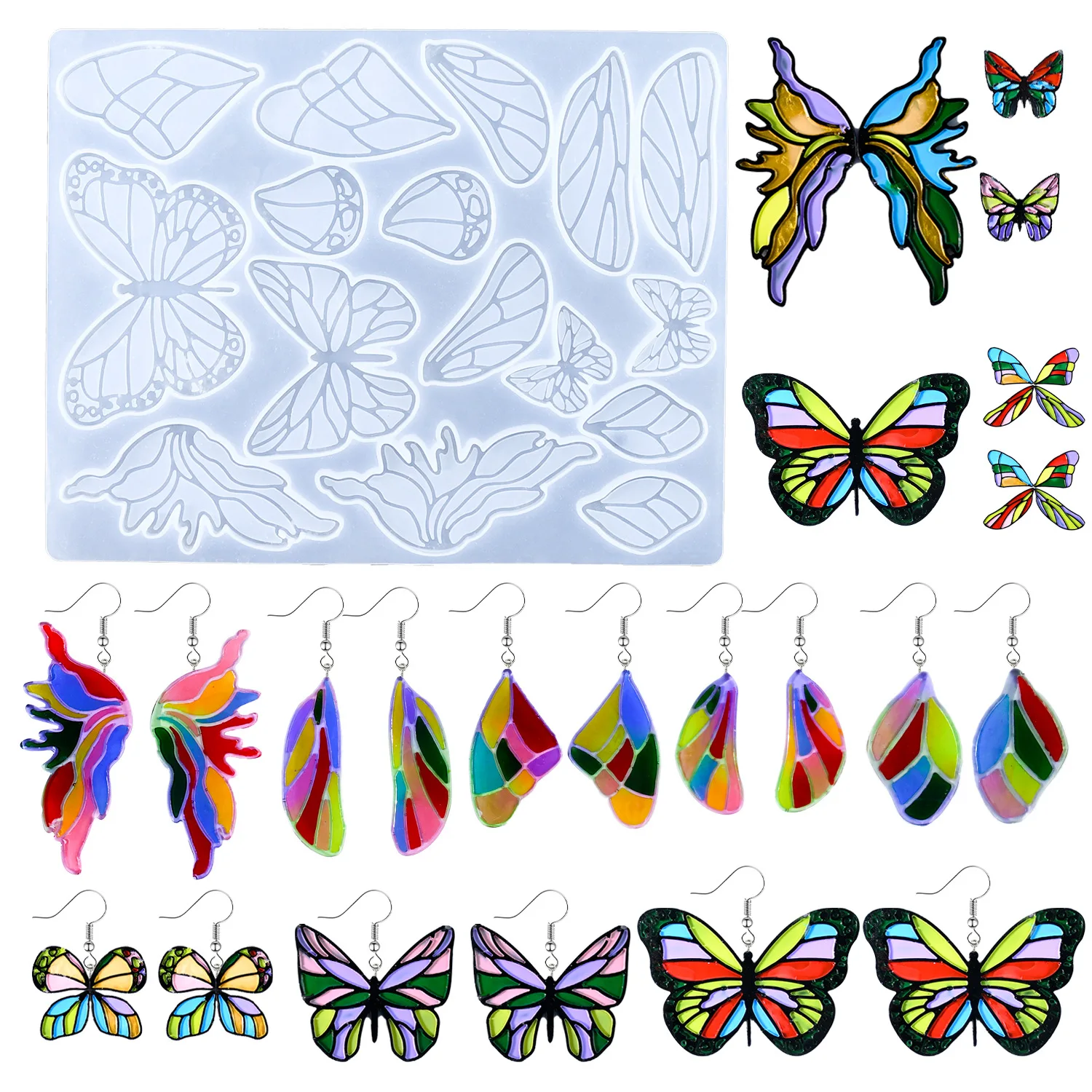 INTODIY Full Page Butterfly Wing Silicone Mold Handmade Epoxy Resin Jewelry Earrings Necklace Pendant Jewelry Silicone Mold