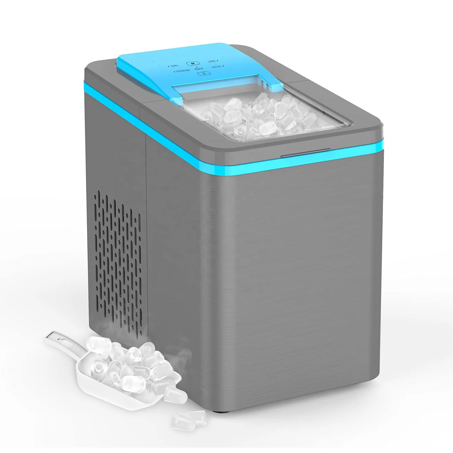 Automatic Portable Electric Countertop Ice Maker 9 Cubes Ready in 6-8 Minutes Portable Ice Cube Maker with Scoop and Basket
