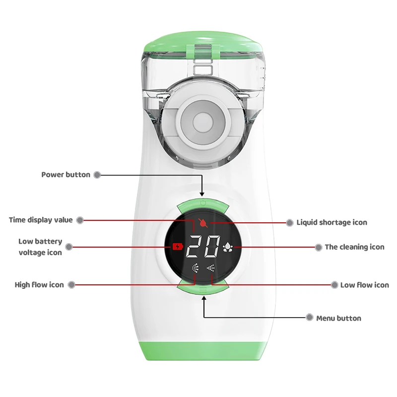 Fitconn Smart LCD Screen Display Nebulizador machine Kit Inhaler Child Adult Portable Mini Mesh Nebulizer