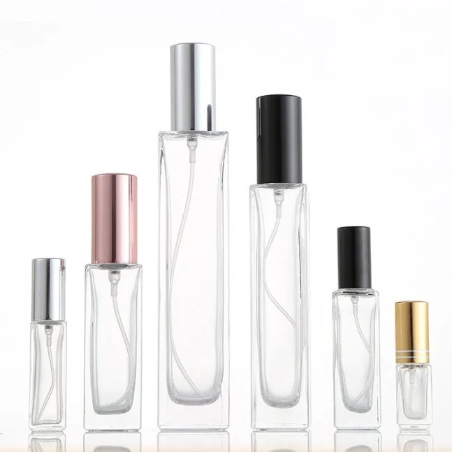 Wholesale 5ml  10ml  15ml 20ml 30ml 50ml 100ml  Square Shape Empty Refillable Glass Perfume Bottle Travel Tester Bottles