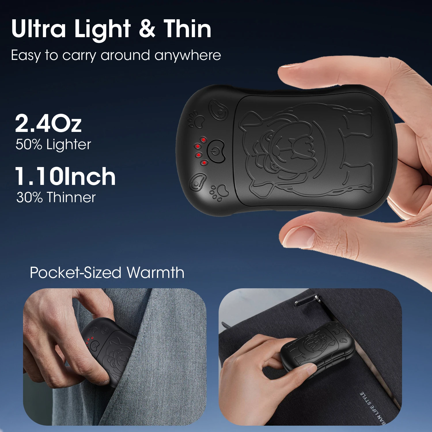 2 in 1 Hand Warmers Rechargeable 2 Pack Strong Magnetic Longer Heating Portable Pocket Sized 6000mAh USB Hot Heater Hand Warmer