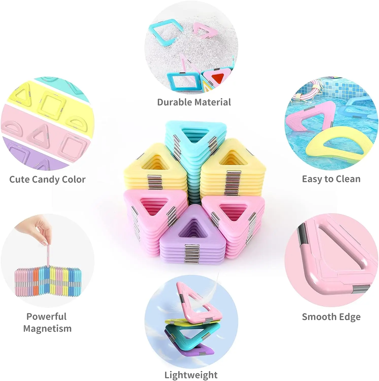 46pcs Magnetic Tiles Toys Building Blocks STEM Creative Construction Magnet Toys For Toddler