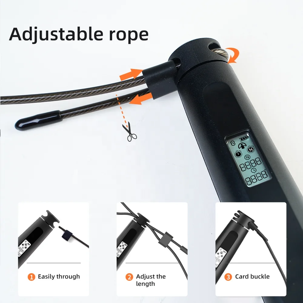 New Arrival USB Charging Digital Plastic Counter Smart App Skipjoy Adjustable Rope Length Skipping Rope