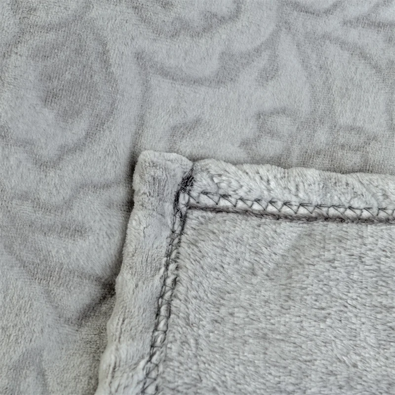 Plain European style back printed cut flannelette blanket edge seal grey pattern flannel blanket new design blanket