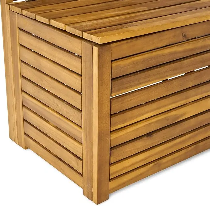 Outdoor wooden hall tree with teak veneer