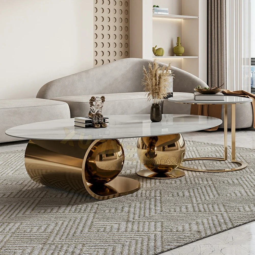 Living room furniture stainless steel black nesting centre coffee table metal coffee table luxury round coffee table