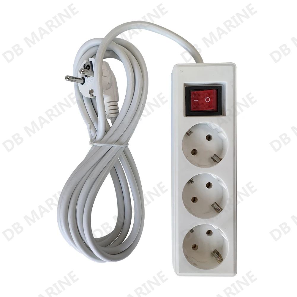 IMPA 792965 European plug Multiway Receptacle With Cord and Pop Plugs Sockets