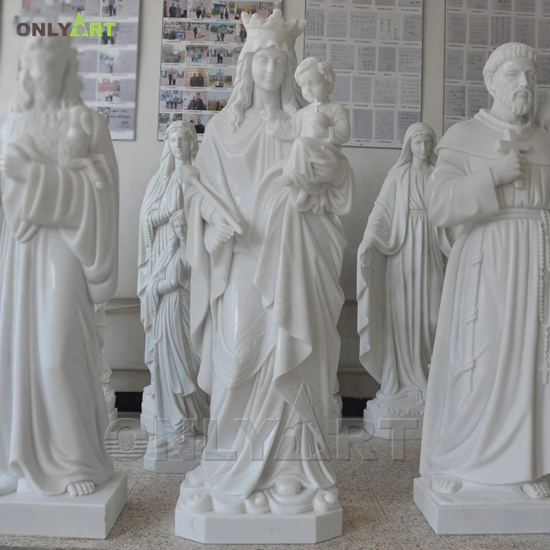 Life Size Virgin Mary Queen of Heaven and Jesus Marble Stone Statue