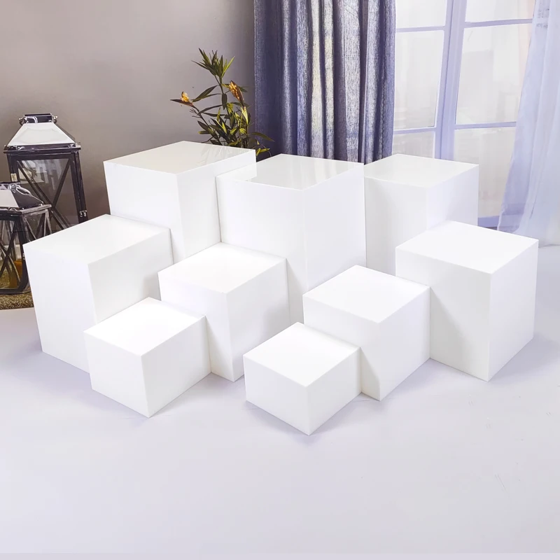 9pcs wedding party acrylic risers for food display stand Counter Top white acrylic buffet set