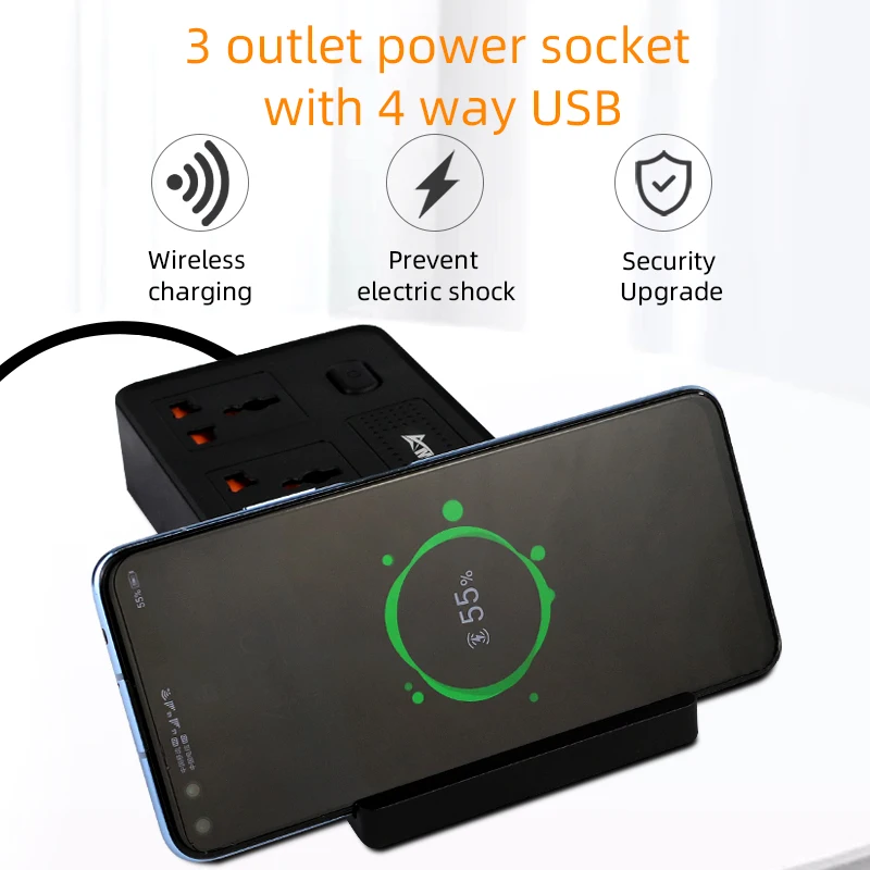  RTS OEM Беспроводное зарядное устройство умная розетка qc3.0 4way usb BKL-20-B для домашнего использования рабочего