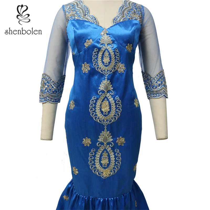 
YZ288 fashion top selling maxi mermaid ladies embroidery casual dress 