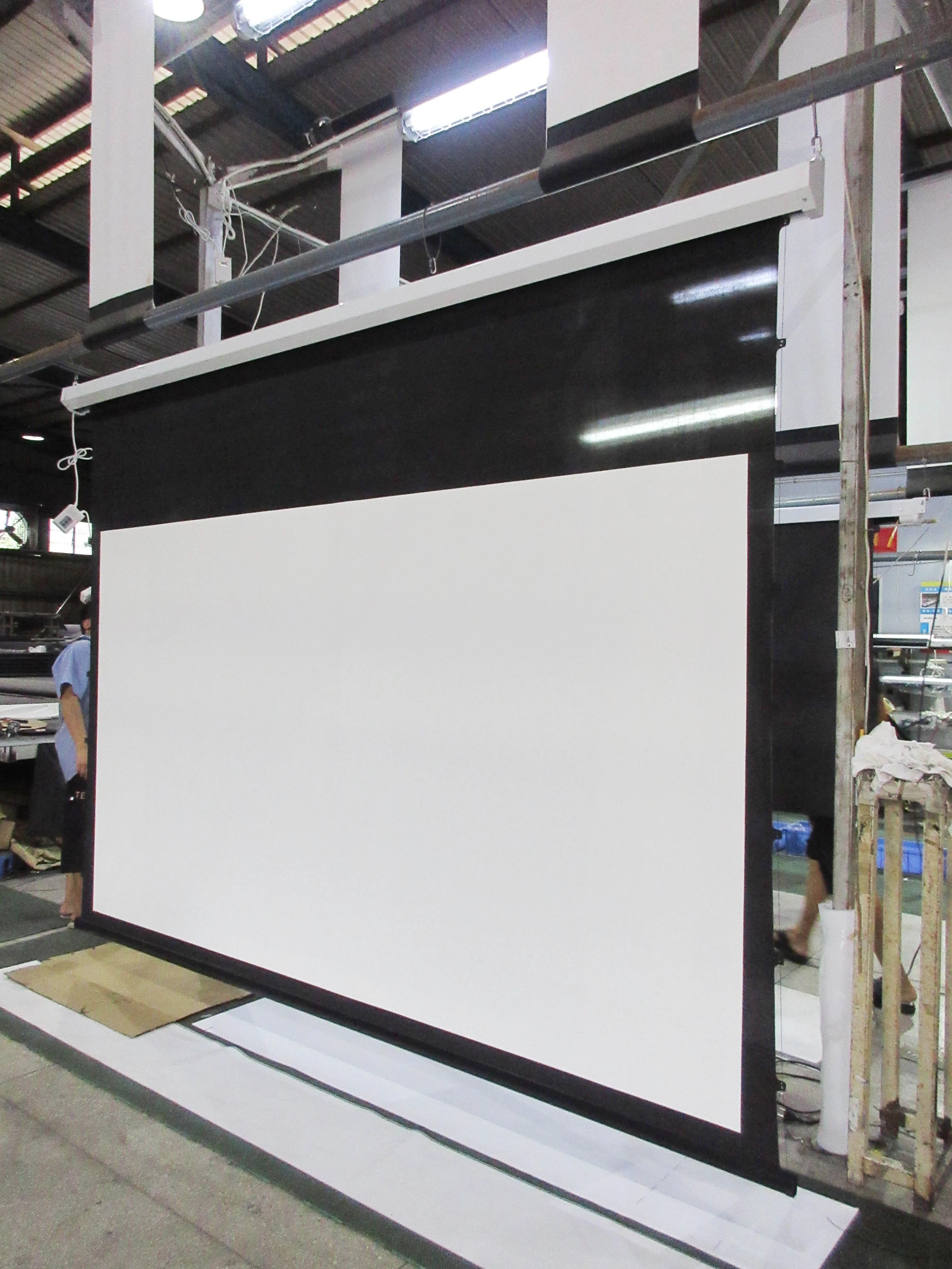 ALR Screen 120 Inch Motorized Tubular Motor Projection Screen With Ambient Light Rejecting Fabric For Home Theater