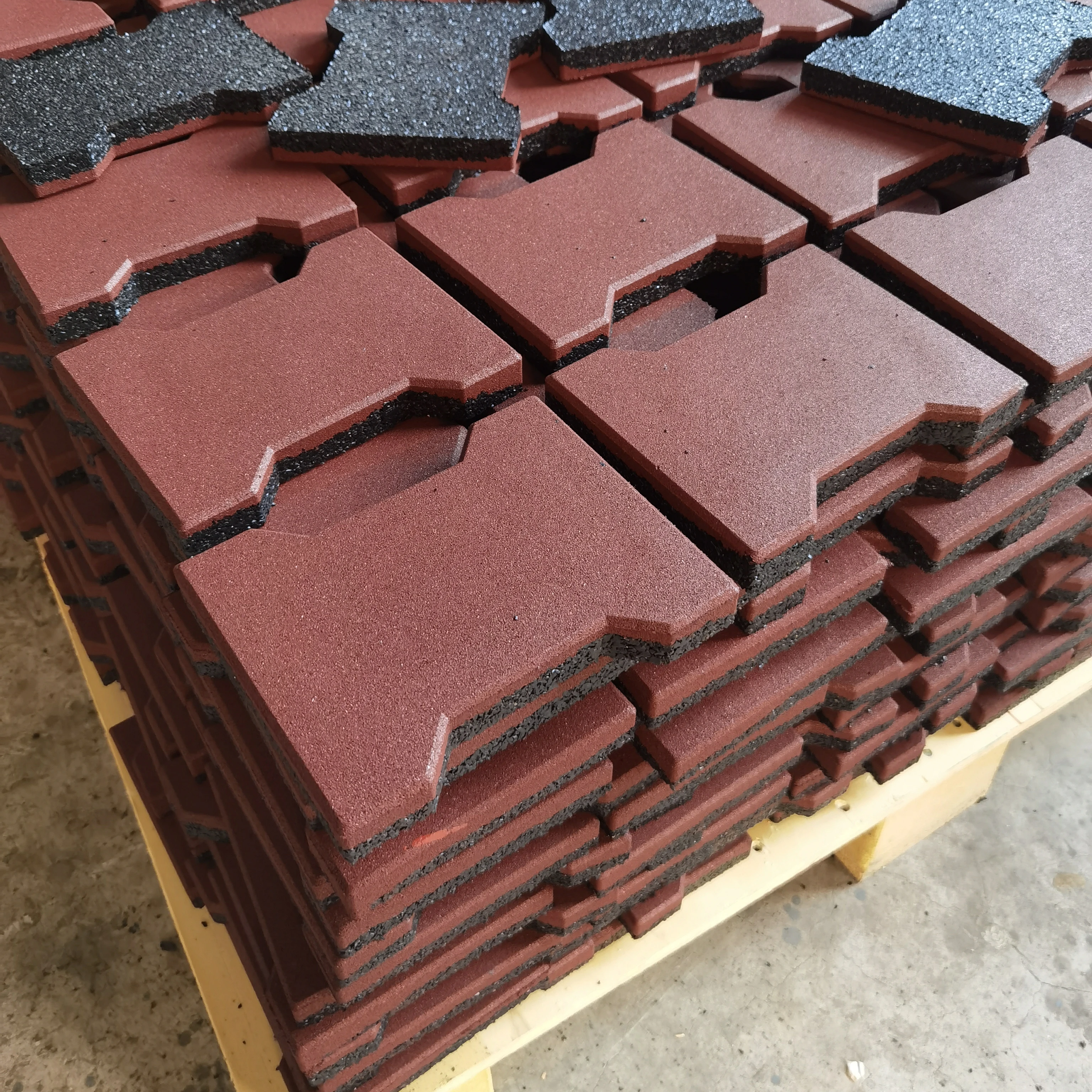 Recycle SBR резиновая плитка Красная резиновая плитка открытая игровая площадка