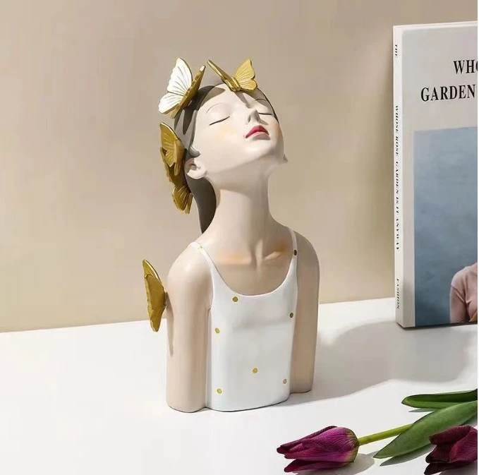 Home Living Room girl bust statue decor resin interior table statue accessories for the apartment