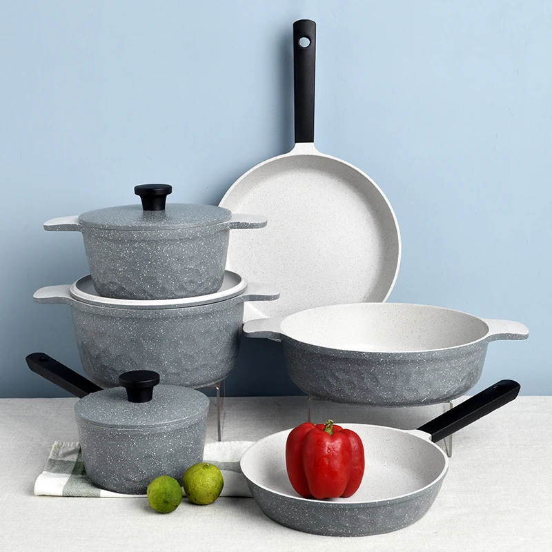 12pcs Die Cast Cookware Set Aluminium Ceramic Pan Cooking Nonstick Sartenes De Cocina Granite Cookware Set With Aluminum Lid