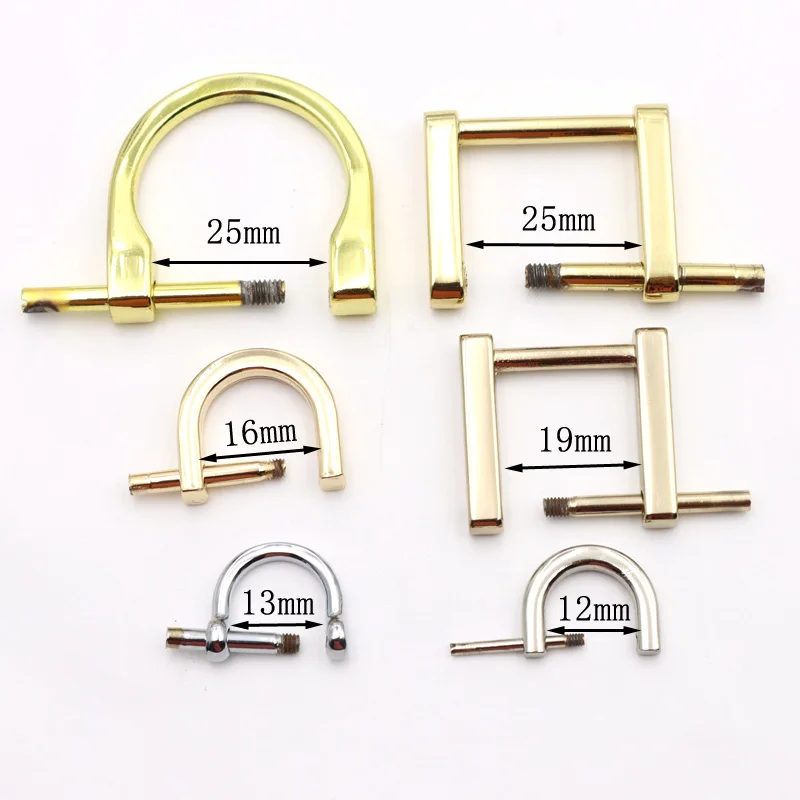 Bag Screw Open D Ring Gold Square Flat Removable Spring d Rings for Handbags