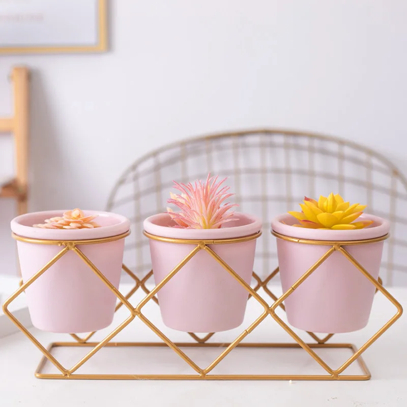Home Wedding Decoration Metal Decorative Flower Pot Holders with Round Plants Pot