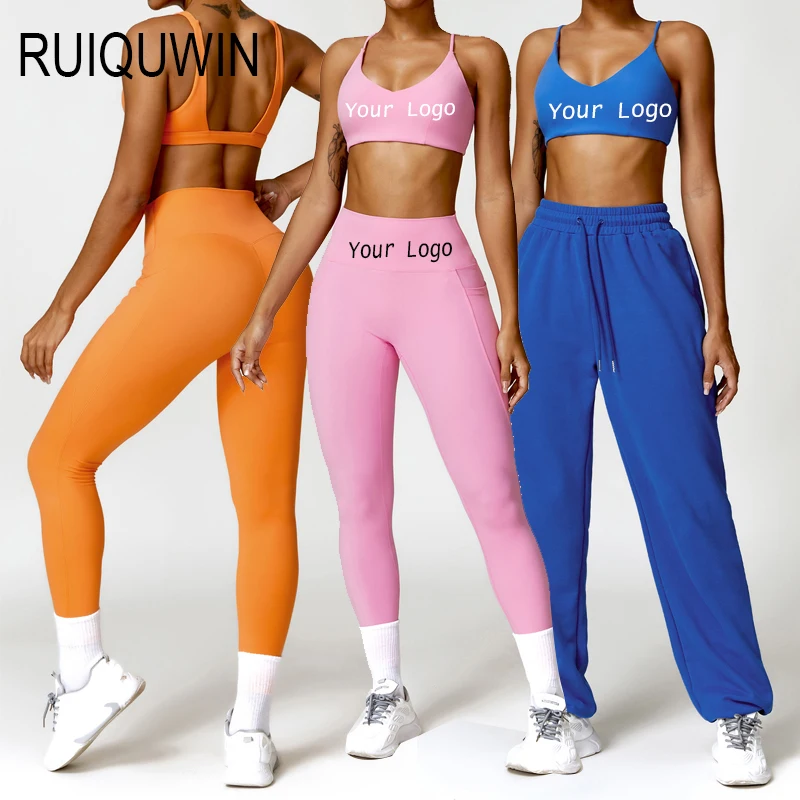 RUIQUWIN Wholesale Yoga Set Bra And Leggings Set Women High Waist Fitness Gym Clothes 2 Piece Tracksuit Sport Wear