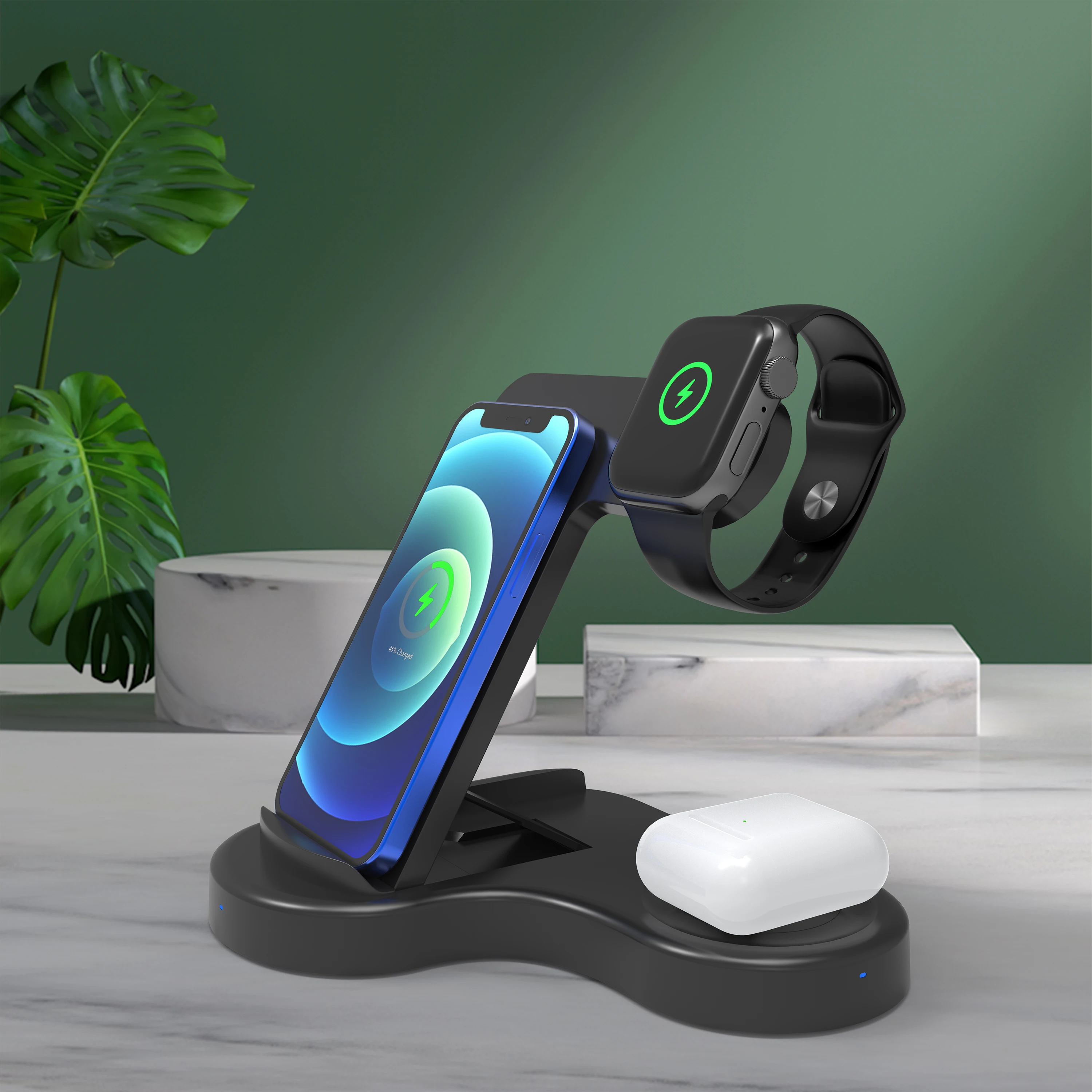 Oem Universal Adjustable Angle Smart Sensor Desk Charger Wireless Charger Stand 4 In 1 For Xiaomi