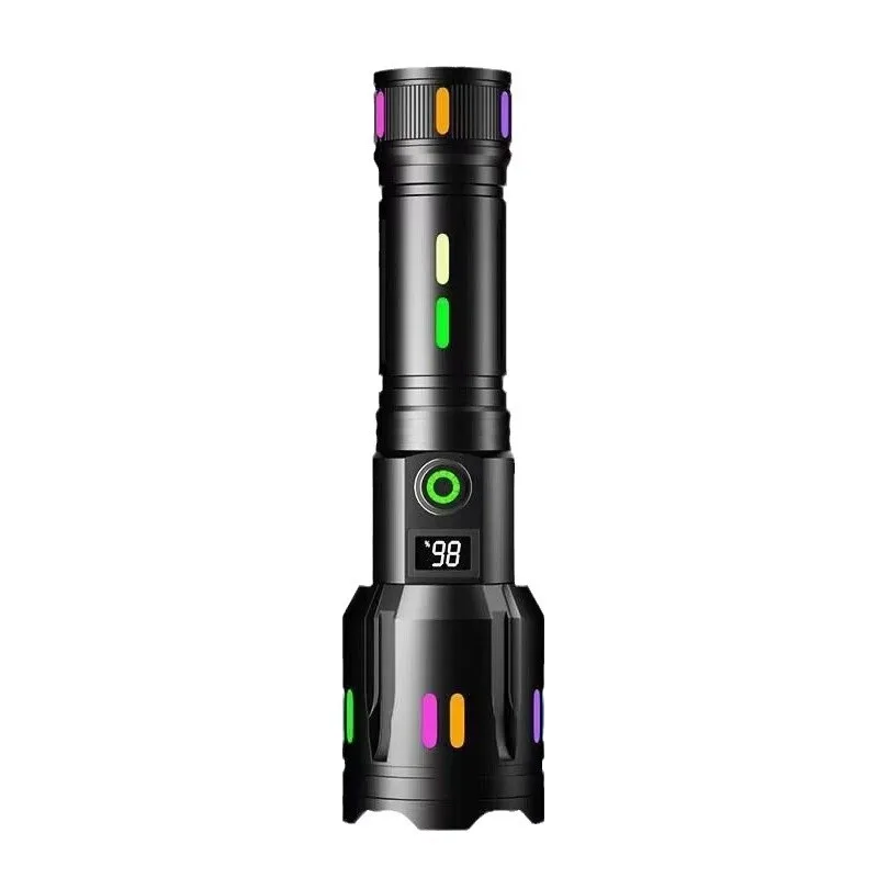 Multifunctional Outdoor White Laser Flashlight Strong Light Zoom Long Battery Life Digital Display Hand-held Fluorescent LED