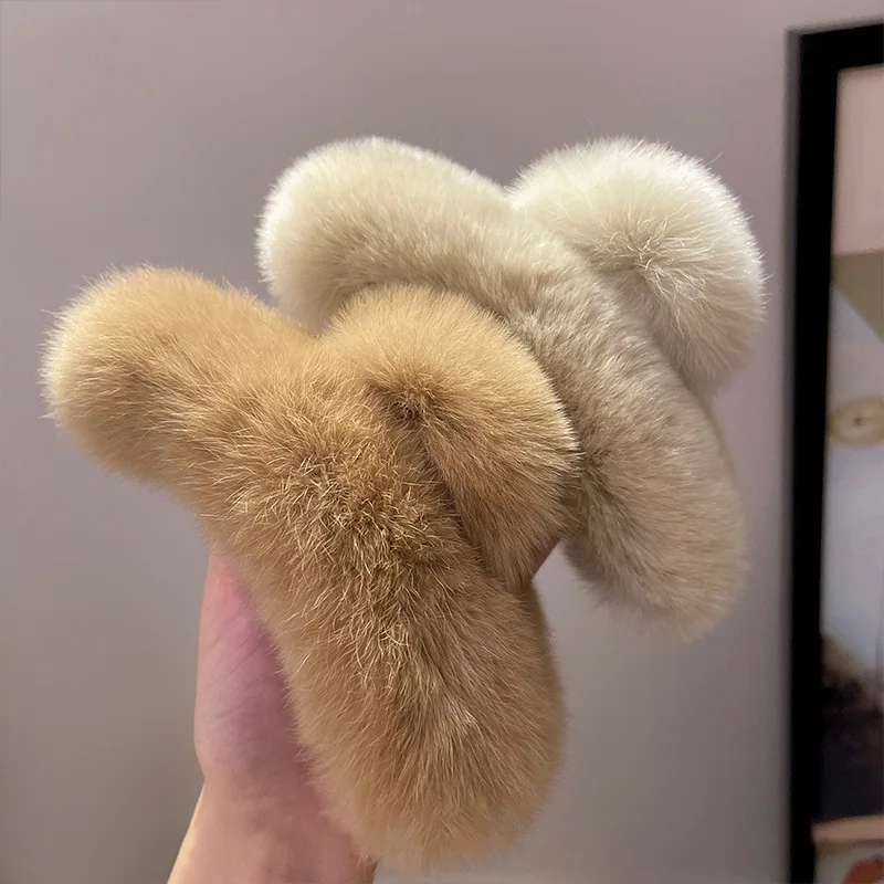 2023 зимние аксессуары для волос большой 13 см 16 Пушистый зажим женщин и