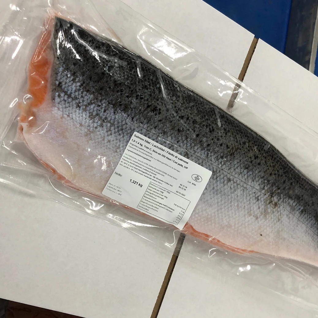 Frozen salmon fish Norway seafood fillet portions loins steaks slices private label for wholesale