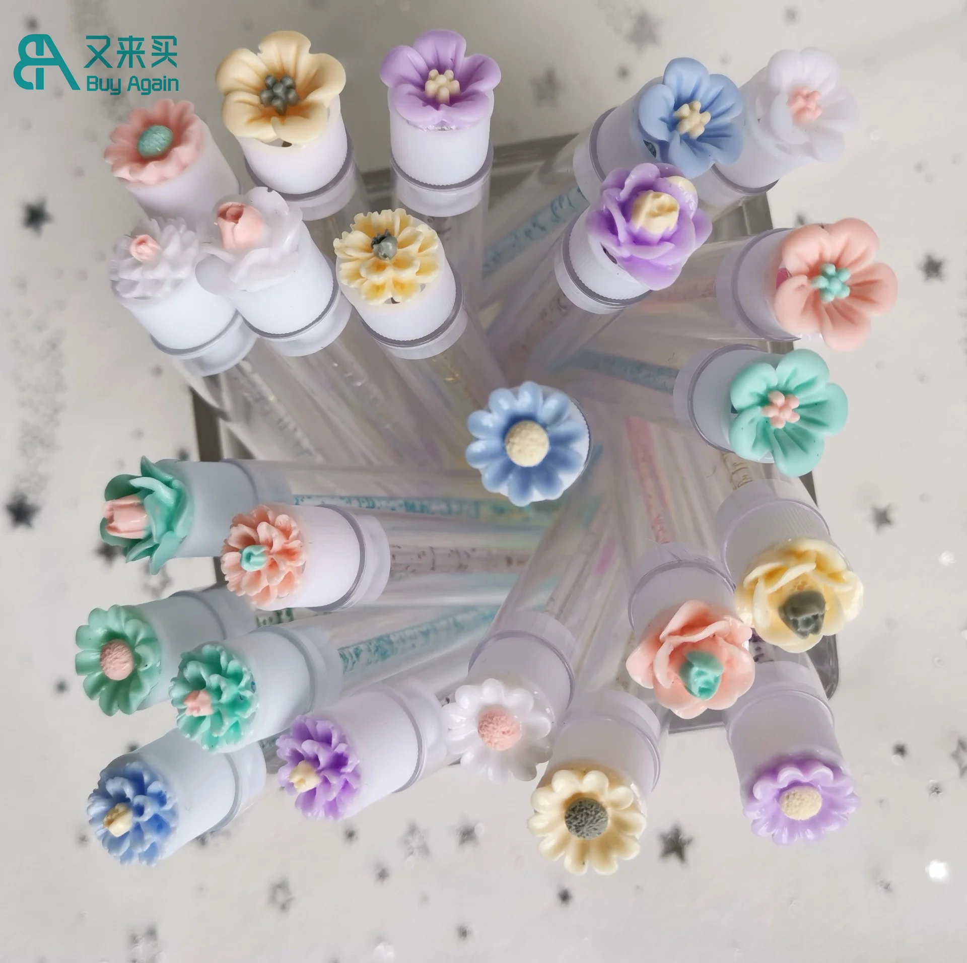 Wholesale makeup tools gift lash wand eyelash brush flower tube mascara wand lash spoolies tubes Eyelash spoolie brush with tube