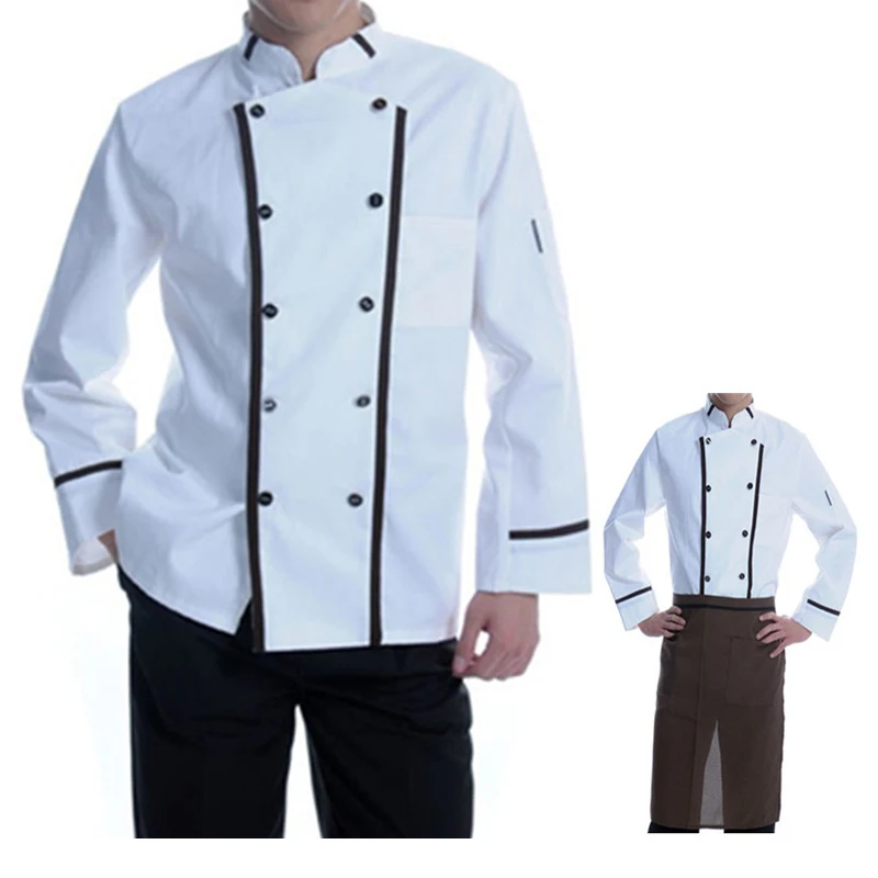 Chef Uniform Executive Chef Coat Chef Kitchen Cooking Uniform Set Polyester Long Sleeve Uniform