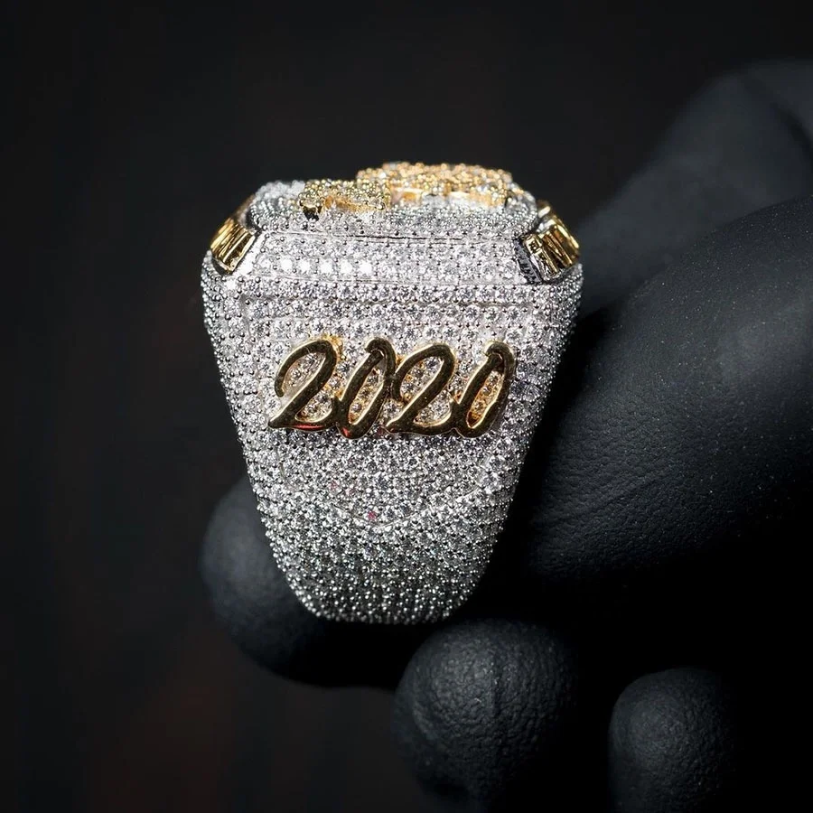 2021 Luxury Hiphop Custom Full Iced Out CZ Diamond Champion Big Men Name Rings Personalized