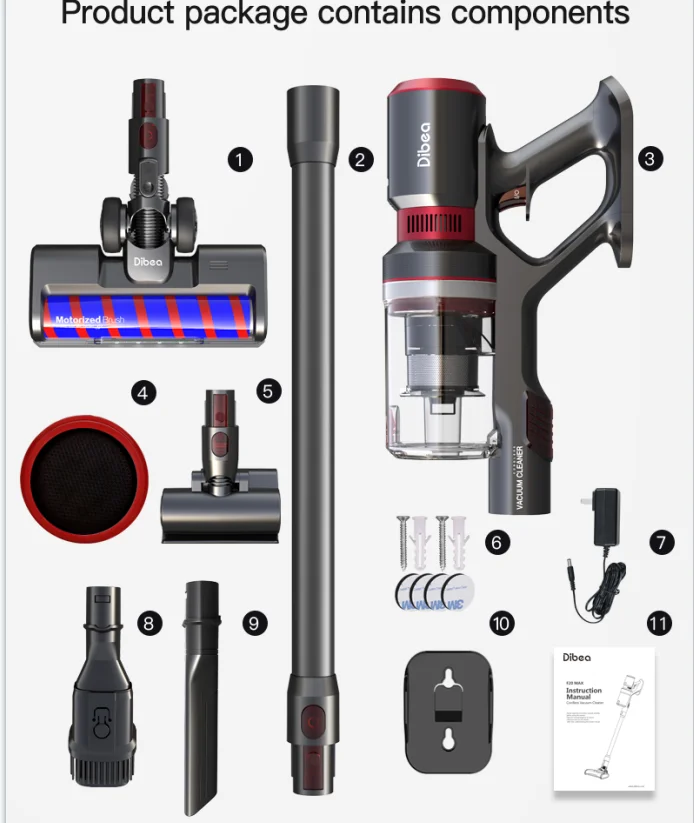 Dibea F20Pro Stick Cordless Vacuum Cleaner 27000PA Powerful for Hard Floor Bed Carpet Pet Hair and Washing