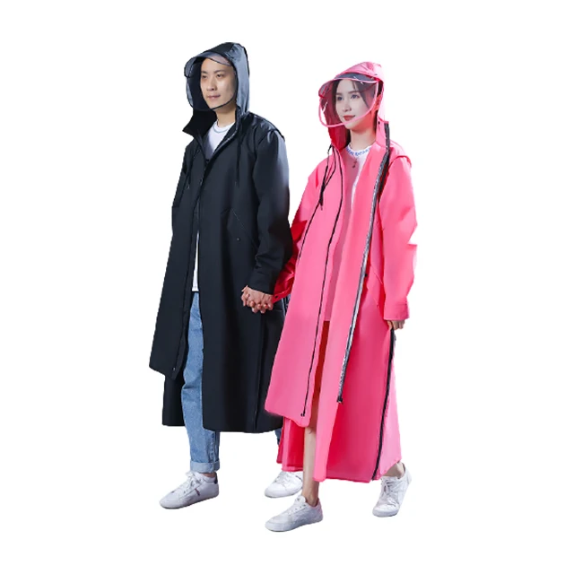 Eva Reusable Physical Polyester Protection Khaki Motorcycle Raincoats Waterproof Long Hooded Motorcycle Bike Raincoat