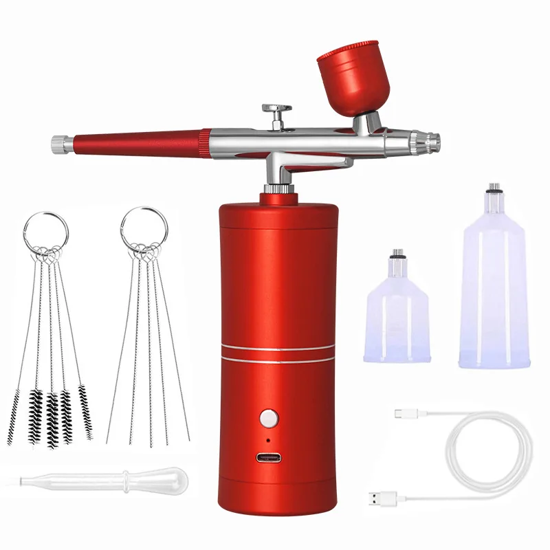 Portable Oxygen Airbrush Nail Painting Spray Gun Rechargeable Air Compressor Kit