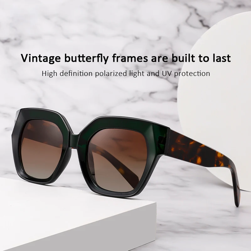 Cateye Inspired Luxury Oversized Custom Square Sunglasses S26118 Angular Shape Color-Block Sunglasses for Women Men