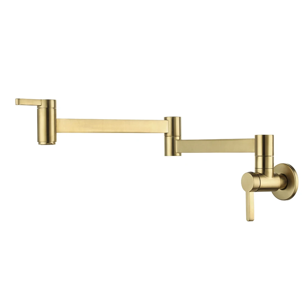 China Factory Modern Design Chrome Wall Mounted Kitchen Pot Filler Brass Folded Kitchen Faucets