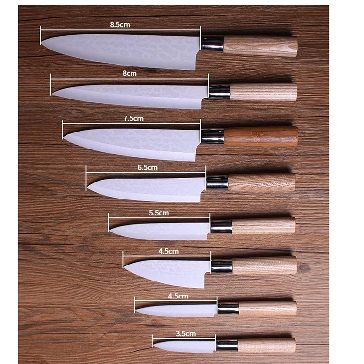 Набор керамических ножей из циркония с мраморным рисунком и деревянной ручкой