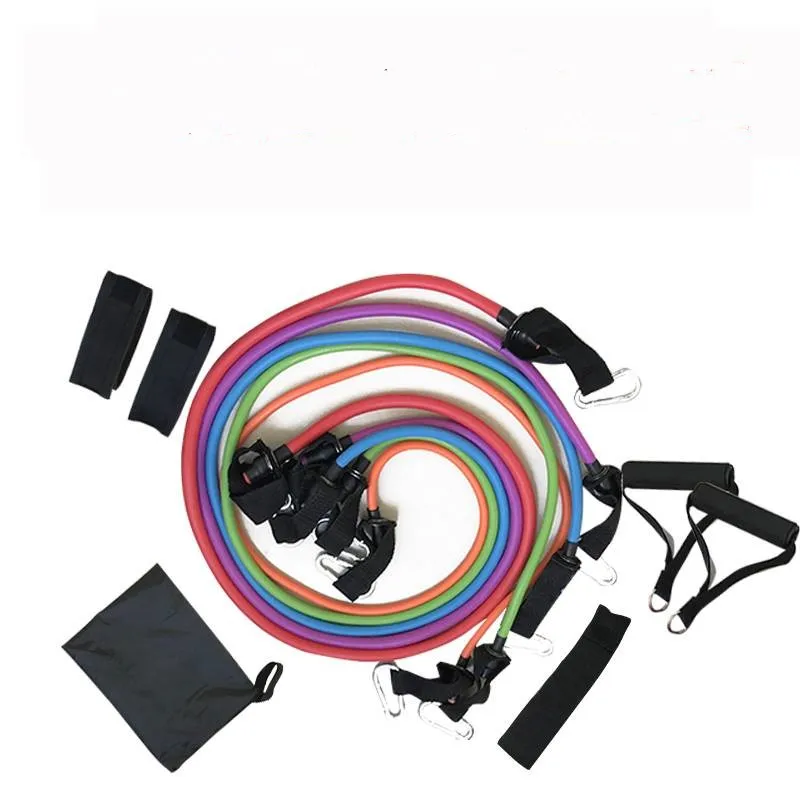 5 single one shaped latex toning resistance elastic bands set fitness exercise resistance tube  11 pcs resistance bands