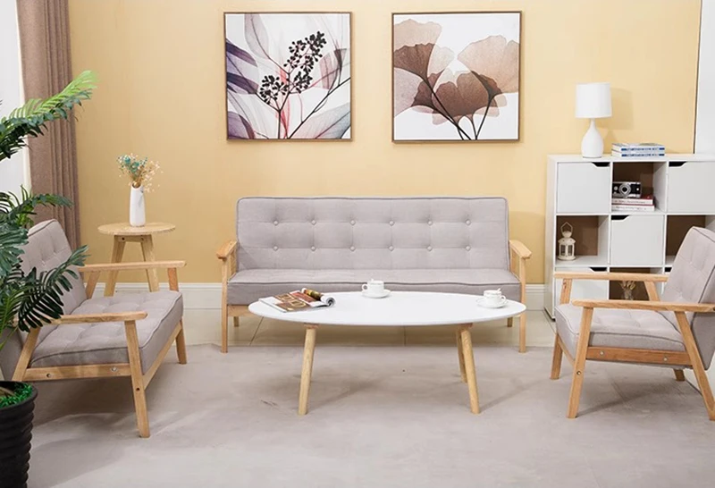 Loveseat Sofa Couch in Small Space Living Room, Durable Fabric Two Seater Cushion for Apartment with Wood Frame