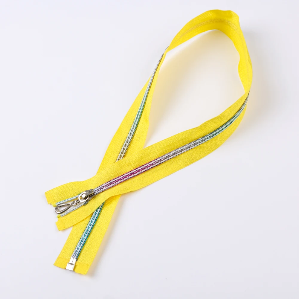 RTS 5# Cheap Closed-end Zipper for Garments processing Accessories Colorful Teeth Nylon Zipper with fancy zip pulls