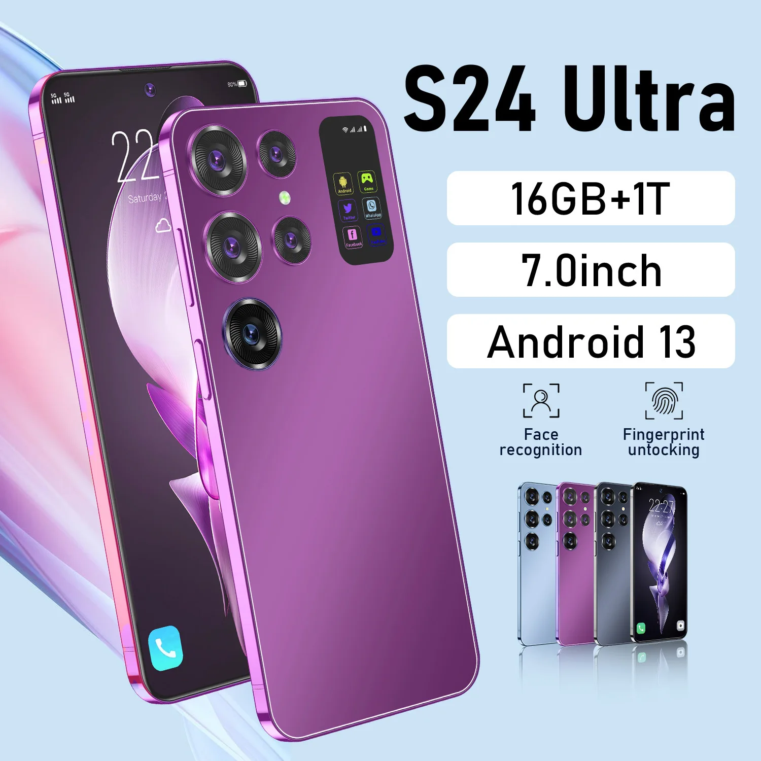 Promotion S24 Ultra 5G Upgrade 5 cameras Mobile Phone 16GB+1TB Large Memory Smart Phone Cellphone