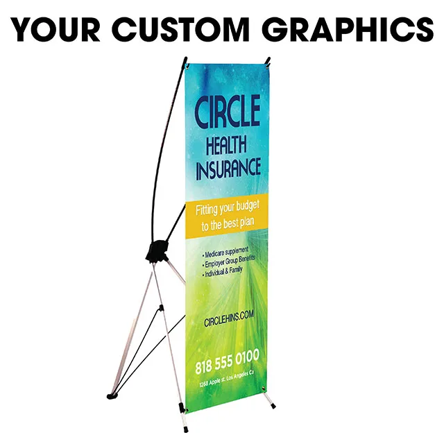 Customized New Design Aluminum Metal Flex Retractable Tension Fabric Portable Display for Exhibition Trade Show X Banner Stand