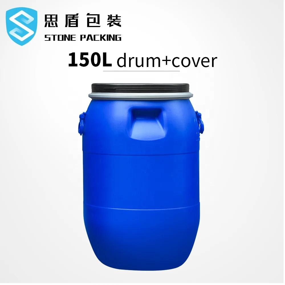  Синий пластиковый барабан HDPE 50 л с железным кольцом для химических
