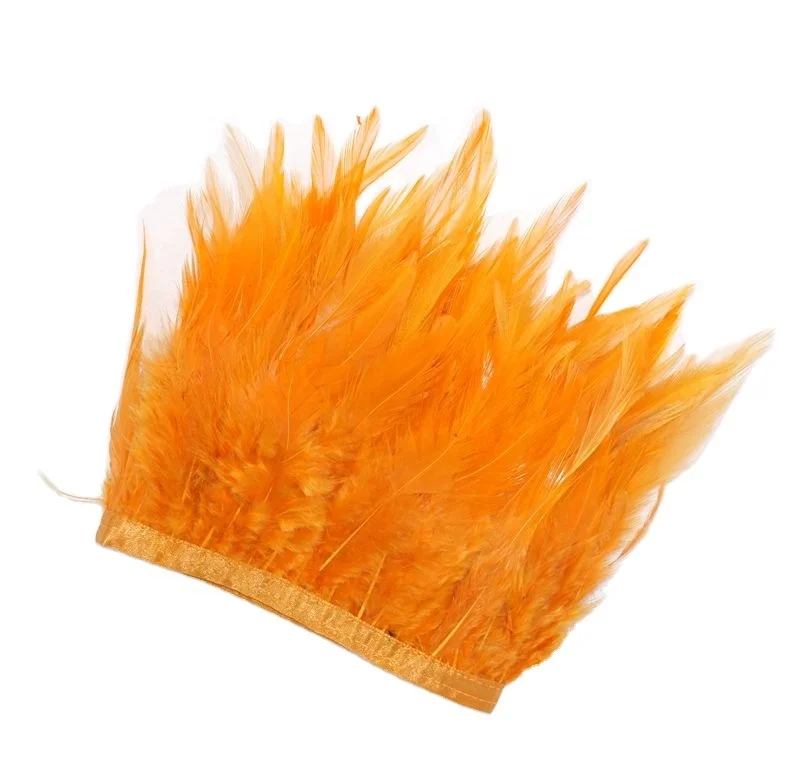Wholesale Diy Handmade Geisha Color Rooster Saddle Feather Fringe Trim For Carnival Costumes