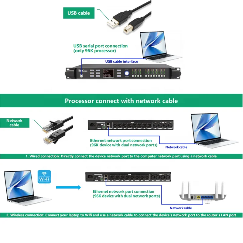 powerful subwoofer DJ bass speaker amplifier audio processor 4in 8 out speaker management system