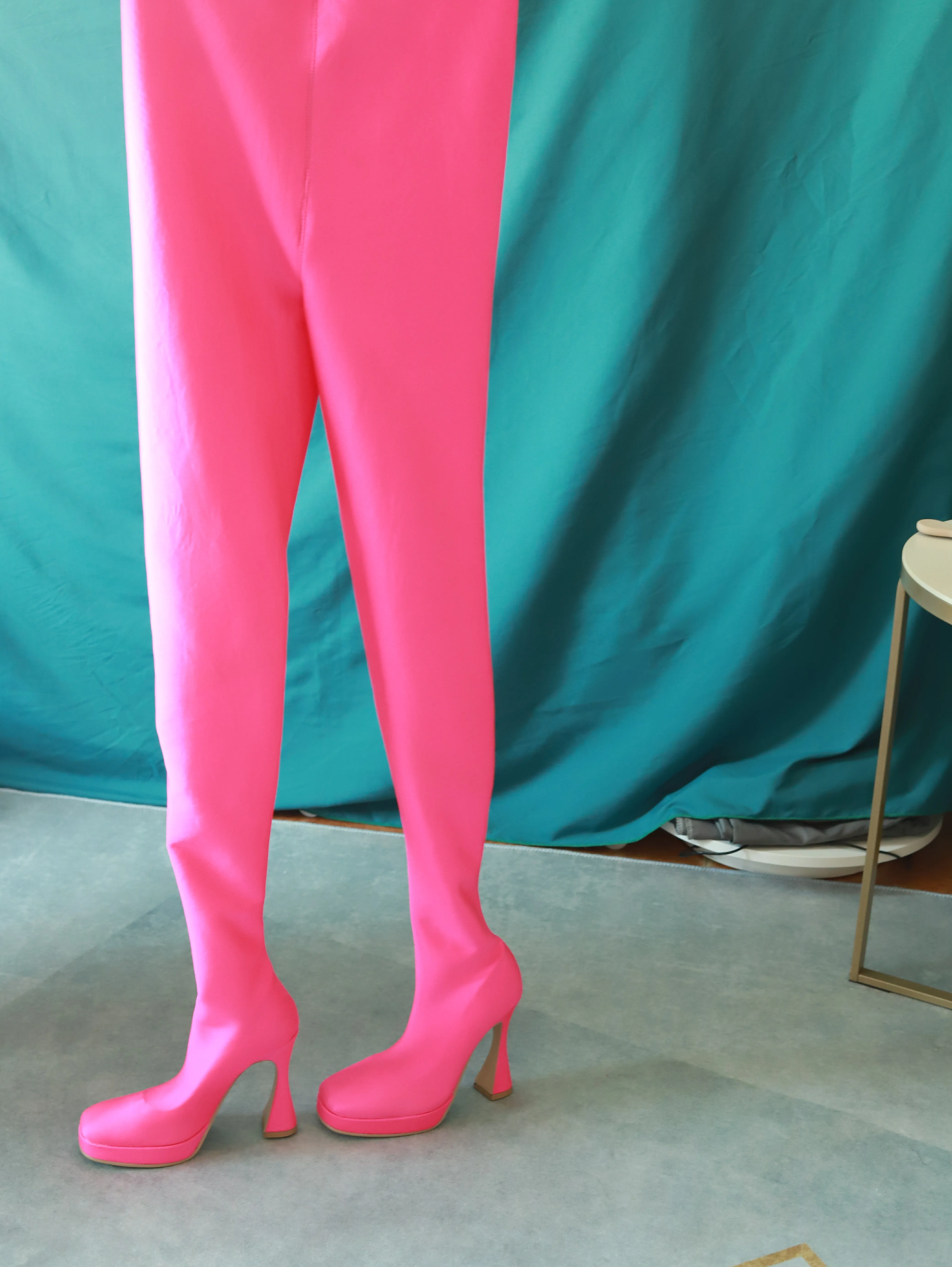 Sexy design Block chunky High Heels Superelasticity boots Built In Pant lined long boots custom heels women winter pants boots