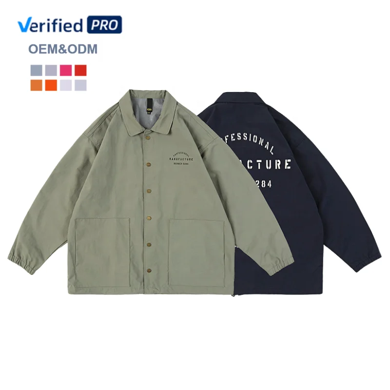 OEM Custom Design high street nylon fabric Long Sleeve men coaches work jacket