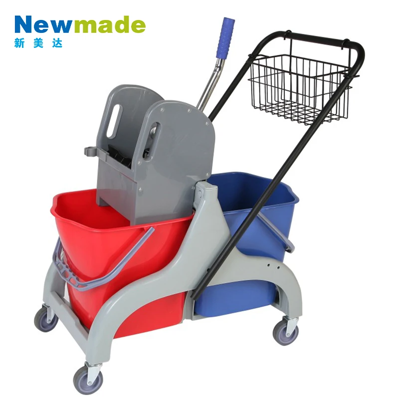 Mop Wringer Pp Industrial Professional Side Press Mop Plastic Single Bucket Trolley With Wringer Mop And Bucket Set Wringer