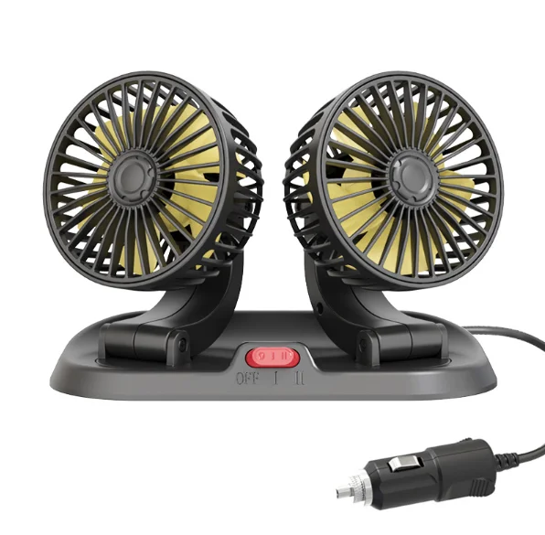 Two heads car fan car accessories 2024 for RV boat cabin caravan van 360 Rotatable  Car electric fan