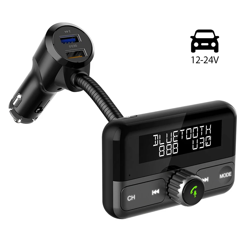 Dual USB charging QC3.0 quick charge voice control yes/no answer car mp3 player fm transmitters blue tooth car kit